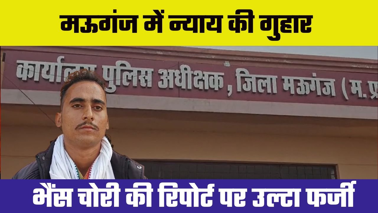 मऊगंज जिले के हनुमना थाना क्षेत्र में एक युवक ने न्याय की गुहार लगाई है। मामला भैंस चोरी से जुड़ा है, लेकिन अब पीड़ित के ऊपर फर्जी मुकदमा दर्ज होने का आरोप सामने आया है। कुछ महीने पहले हनुमना थाना क्षेत्र के गड़ा 234 में विनोद यादव की तीन-चार भैंस चोरी हो गई थीं। घटना की जानकारी मिलने पर विनोद के परिजन, साकेत यादव, ने थाने में नामजद रिपोर्ट दर्ज कराई।