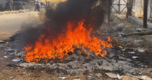 मार्तंड स्कूल परिसर में धधकी आग