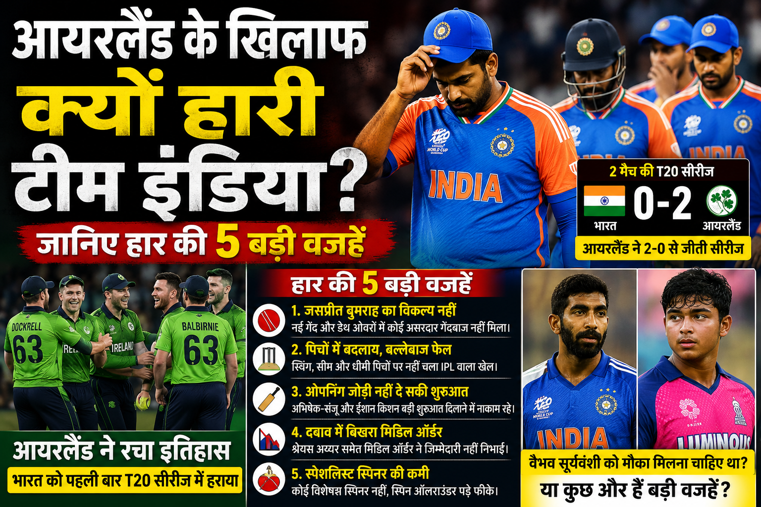 आयरलैंड के खिलाफ क्यों हारी टीम इंडिया? जानिए हार की 5 सबसे बड़ी वजहें