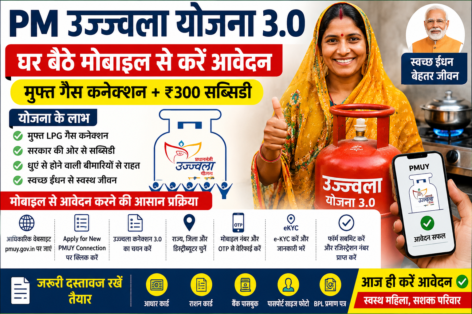 PM Ujjwala Yojana 3.0 Online Apply 2026: घर बैठे मोबाइल से करें आवेदन, जानें पूरी प्रक्रिया