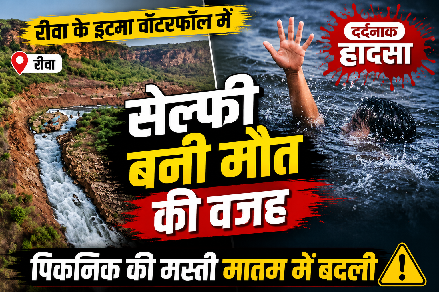 रीवा के इटमा वॉटरफॉल में सेल्फी बनी मौत की वजह