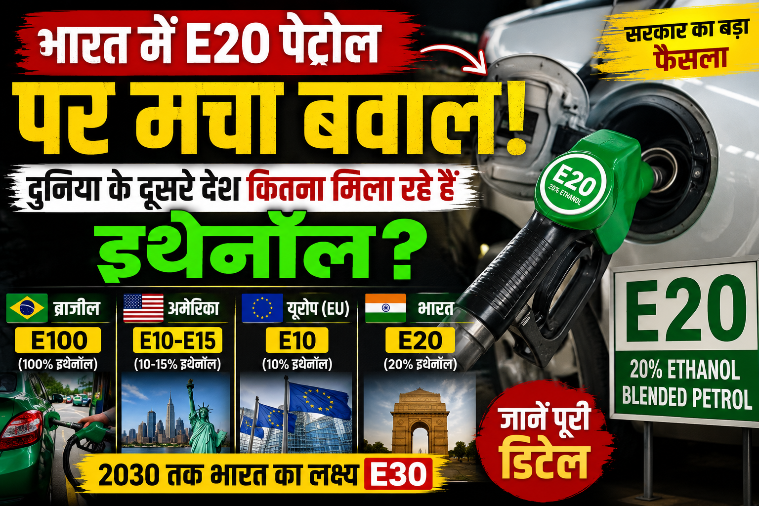 E20 Petrol Explained: भारत समेत दुनिया के देशों में कितना इथेनॉल मिलाया जाता है?
