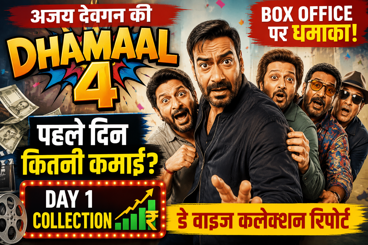Dhamaal 4 Worldwide Collection: Dhamaal 4 Collection: पहले दिन बॉक्स ऑफिस पर छाई अजय देवगन की फिल्म