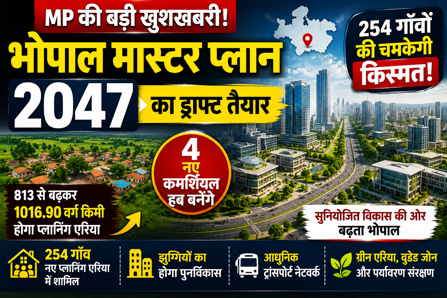 MP Breaking News: भोपाल मास्टर प्लान-2047 का ड्राफ्ट तैयार, 254 गांव होंगे शामिल