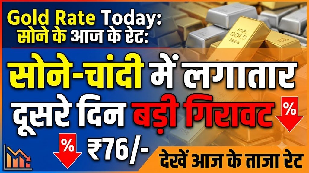 Gold Rate Today: सोने-चांदी में लगातार दूसरे दिन बड़ी गिरावट, देखें आज के ताजा रेट