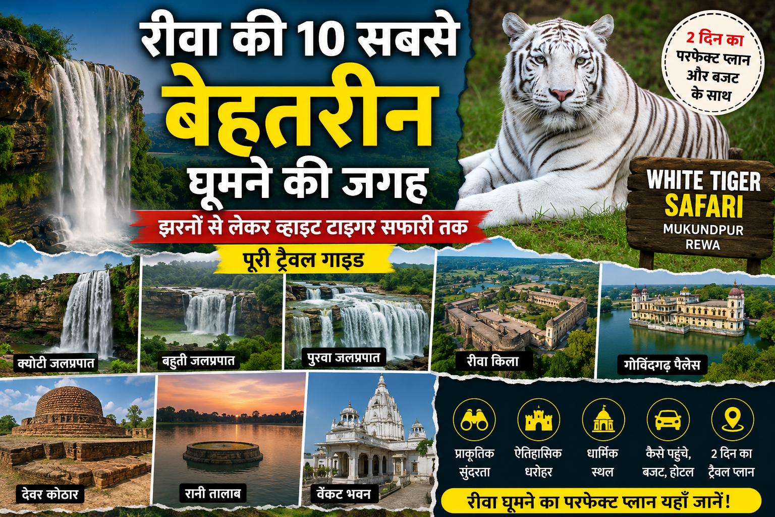 रीवा में कहाँ घूमें? जानिए 10 बेस्ट पर्यटन स्थल, बजट, दूरी और ट्रैवल प्लान