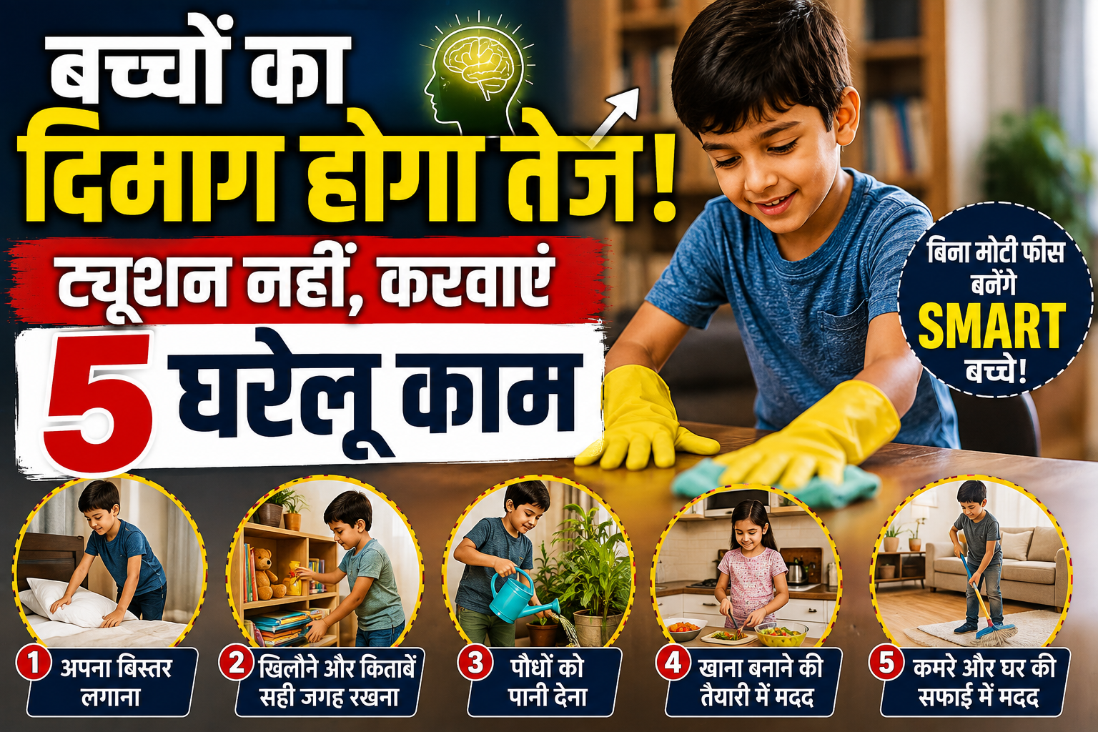 बच्चों का दिमाग तेज कैसे करें : बच्चों का दिमाग तेज करने वाले 5 घरेलू काम, बिना ट्यूशन स्मार्ट बनेंगे बच्चे