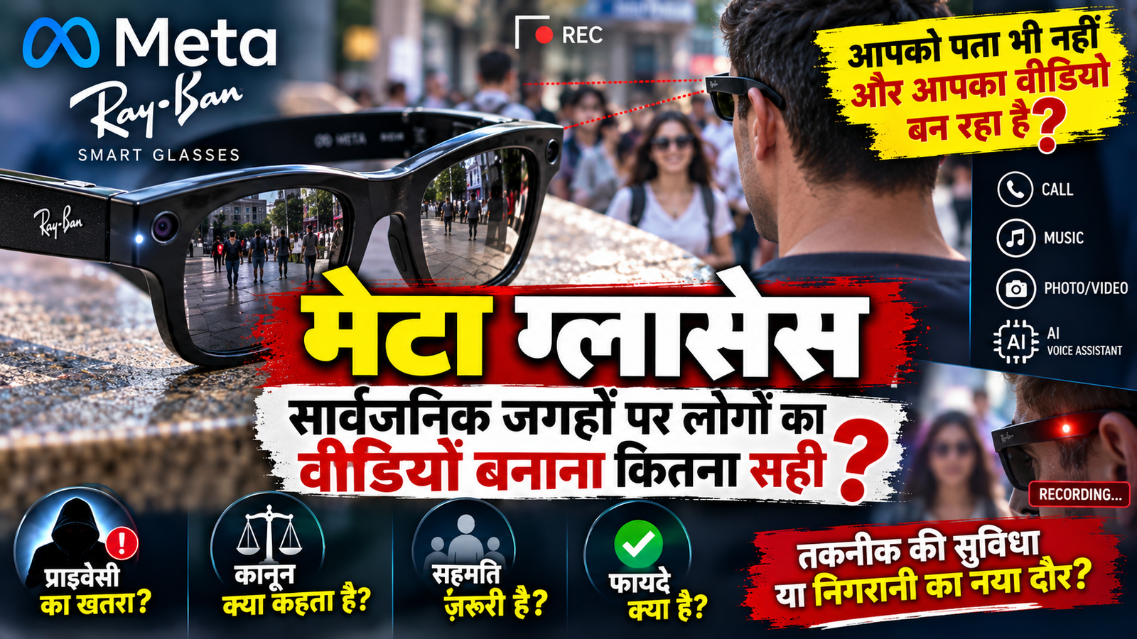 Meta Ray-Ban Glasses: सार्वजनिक जगहों पर लोगों का वीडियो बनाना कितना सही? प्राइवेसी को लेकर बढ़ी चिंता